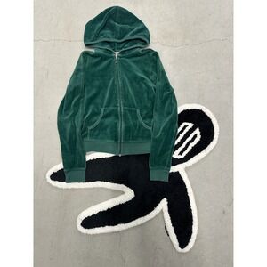 Juicy Couture Velour Zip Up Hoodie Crown Logo Green Size‎ S